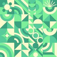 Green geometry pattern bauhaus minimal 20s style vector