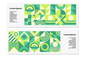 Green geometry flyer set bauhaus minimal 20s style vector