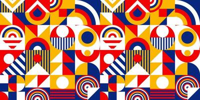 Bauhaus pattern minimal 20s geometric color style vector