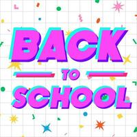 Back to school banner trendy typography on memphis background vector