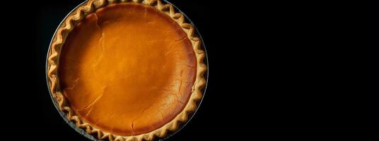 Generative AI, Homemade american traditional pumpkin pie, top view photo