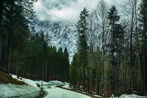 Spectacular view on the road in the mountains in Austria photo