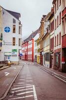 Heidelberg, Germany - Dec 26, 2018 - Small narrow street in the old part of the city photo