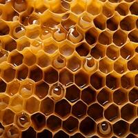 photorealistic image of honeycombs. pattern with yellow honeycombs, structure. ai generated photo