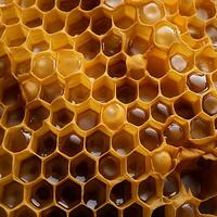 photorealistic image of honeycombs. pattern with yellow honeycombs, structure. ai generated photo