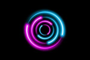 dynamic circles neon effect Sci-Fi Futuristic Abstract Gradient Blue Purple Pink Neon Glowing Circle Round Shape Tubes. Logo design template. Vector Colorful creative sign isolated on black background