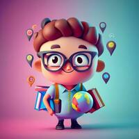 3D character mascot for a web-based educational platform targeting children photo