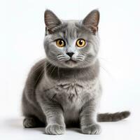 gris gato en un blanco antecedentes foto