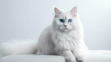 white cat on a white background photo