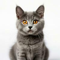 gray cat on a white background photo