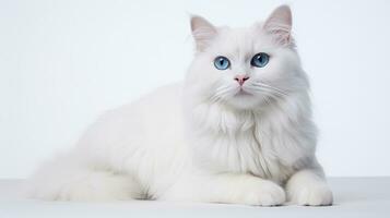 white cat on a white background photo