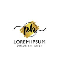 PK Initial Handwriting gold Brush Template Design vector