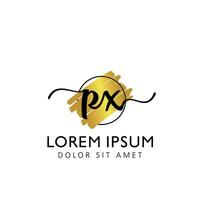 PX Initial Handwriting gold Brush Template Design vector