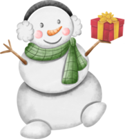 Snowman Christmas Character with Gift png