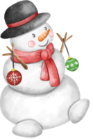 Snowman Christmas Character with Baubles png