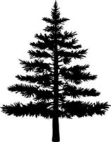 Pine tree silhouette isolated on white background. Vector Illustration.
