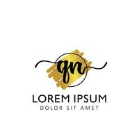 QN Initial Handwriting gold Brush Template Design vector