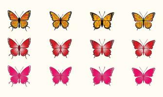 Big collection of colorful butterflies. Vector set