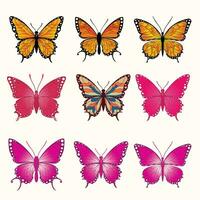 Big collection of colorful butterflies. Vector set