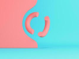 Abstract pink geometrical shapes on bright blue background in pastel colors. Minimalism concept photo