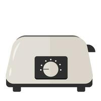 Toaster in grey metallic colours in vector design. Graphic w of electrical kitchen equipment, device in flat style isolated on white background.