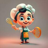 3d personaje para un basado en web Cocinando y receta aplicación para niños. foto