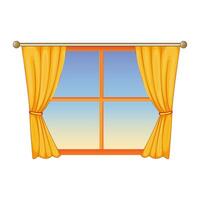 Open Window With Yellow Curtains vector