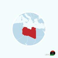 Map icon of Libya. Blue map of Europe with highlighted Tripoli in red color. vector