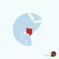 Map icon of Kenya. Blue map of Africa with highlighted Kenya in red color. vector