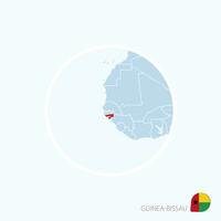 Map icon of Guinea-Bissau. Blue map of Africa with highlighted Guinea-Bissau in red color. vector