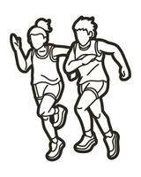 Group of Children Running Together Sport Boy and Girl Start Running Graphic Vector