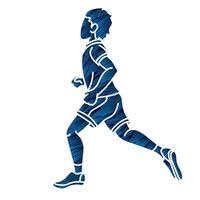 Silhouette A Boy Start Running vector