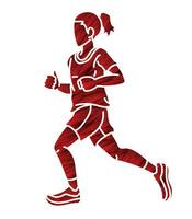Silhouette A Girl Start Running Action Sport Graphic Vector