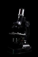 a black microscope on a black background photo