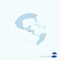 Map icon of El Salvador. Blue map of Central America with highlighted El Salvador in red color. vector