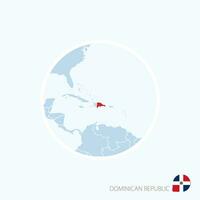 mapa icono de dominicano república. azul mapa de caribe con destacado dominicano república en rojo color. vector