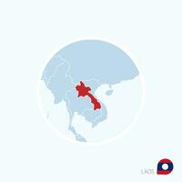 Map icon of Laos Blue map of Southeast Asia with highlighted Laos in red color. vector