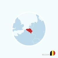 mapa icono de Bélgica. azul mapa de Europa con destacado Bélgica en rojo color. vector