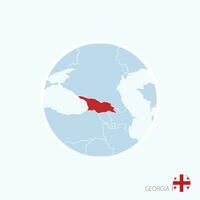 mapa icono de Georgia. azul mapa de Europa con destacado Georgia en rojo color. vector