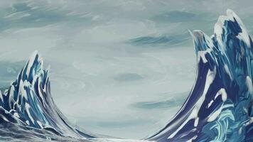 a painting of a large ice wave in the ocean video