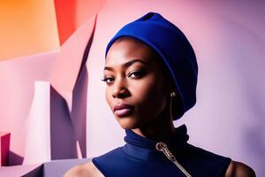 Beautiful African American, Black woman portrait glamor shot, elegant photo