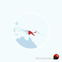 Map icon of Papua New Guinea. Blue map of Oceania with highlighted Papua New Guinea in red color. vector