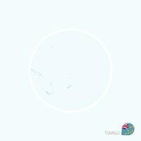 Map icon of Tuvalu. Blue map of Oceania with highlighted Tuvalu in red color. vector