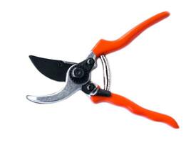 Pruner, Pruning scissors isolated on the white background. Concept, tool, equipment for working in garden, Use for pruning branches of trees, bushes, or grass. Gardening and agriculture tool. photo