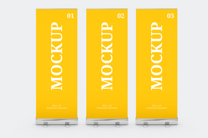 staand rollen omhoog banier mockup voorkant visie psd