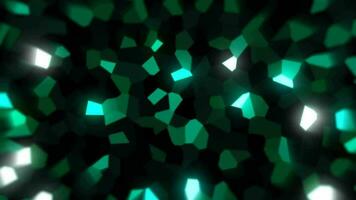 Abstract moving particles of green color that glow and change shape. Green kaleidoscope for gradient background. video