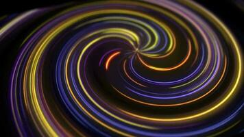 neon cirkel lampor abstrakt bakgrund för färgrik virvel begrepp. ljus skinande runda gräns för presentation glida. sömlös slinga video