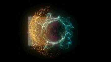 abstrakt 3d trogen lysande plasma boll eller klot, abstrakt cirkel med slät strömmande vågor, magi boll, abstrakt bakgrund, hög kvalitet, 3d framställa video