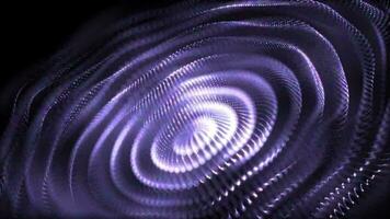 Abstract purple animated background with circles of energy particles smoothly moving and glowing on a black background video