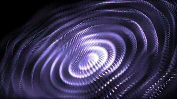 Abstract purple animated background with circles of energy particles smoothly moving and glowing on a black background video